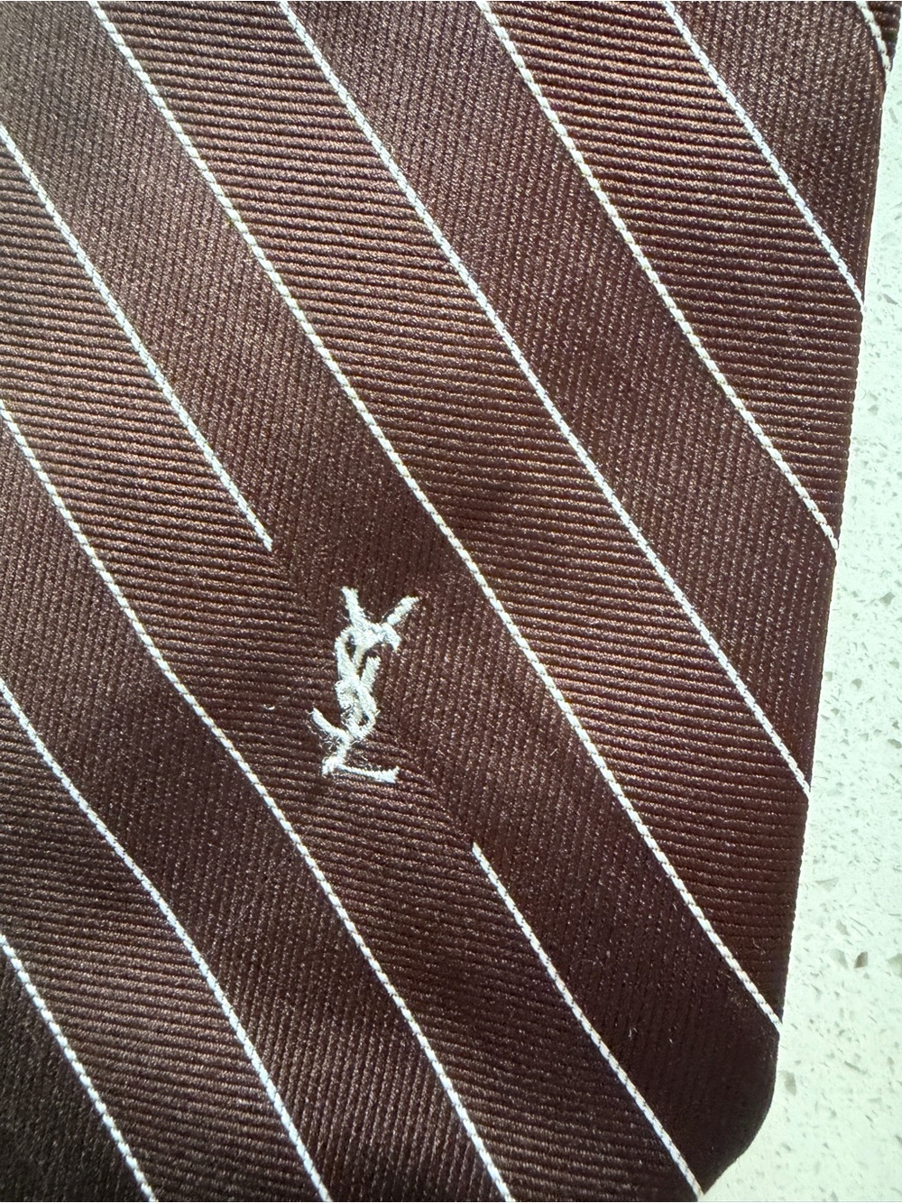 Yves Saint-Laurent Brown Diagonal Stripe Men's Tie